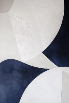 Abstract composition of curved blue and white textured shapes, creating a modern and elegant design with depth and movement