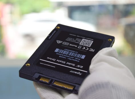 31-8-2022, Chonburi, Thailand, 2.5-inch SSD hard drive, black, Apacer brand, widely used.