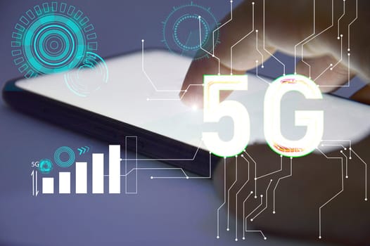 Concept of 5G technology that is controlled by Wisdom (AI)