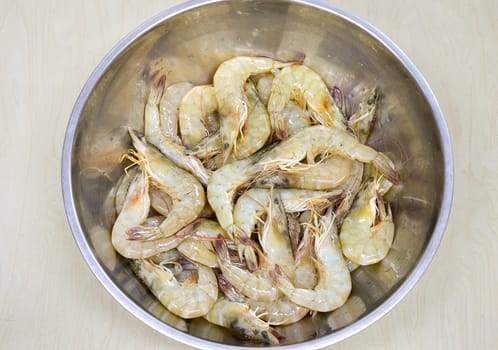 Fresh shrimp, seafood shrimp in a container