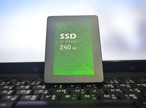 SSD drives are very popular these days, SSDs are placed on laptops (close-up)