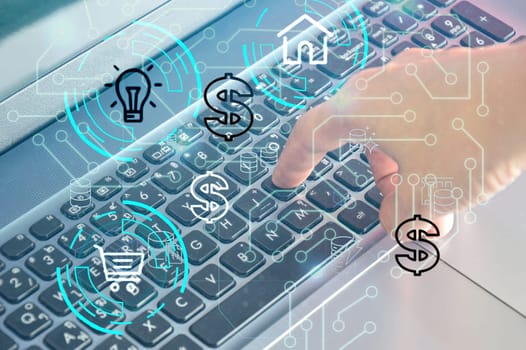 concept Pay for goods and services Easy to do at your fingertips