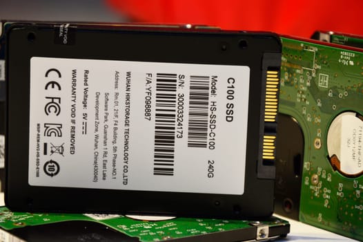 12-09-2022 Chonburi, Thailand SSD is a hard disk that is more popular to use. old hard disk