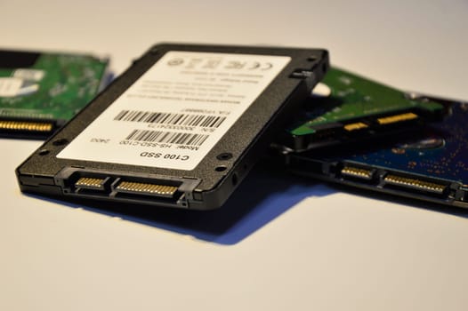 12-09-2022 Chonburi, Thailand SSD is a hard disk that is more popular to use. old hard dis