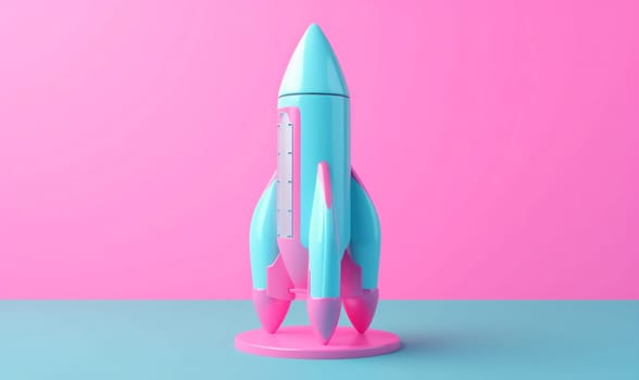 rocket illustration spaceship launch money 3d space shuttle bitcoin technology sky futuristic pink business startup fly target currency finance start. Generative AI.