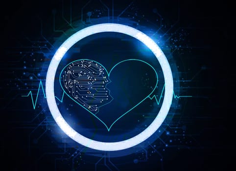 The concept conveys AI technology that may have a human heart.