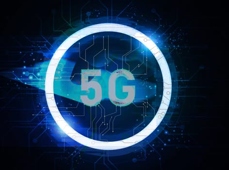 The concept conveys the communication technology of the 5th generation or 5G.