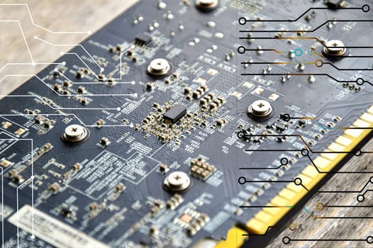 top view of motherboard, graphics card