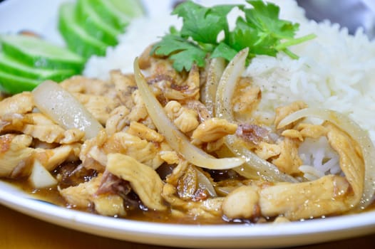 Thai food, garlic and pepper chicken