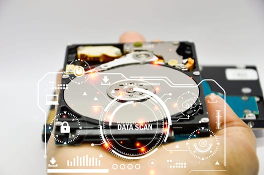 Hard drive is an important storage device, concept of data protection with security.