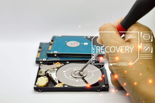 Hard drive is an important storage device, concept of data protection with security.