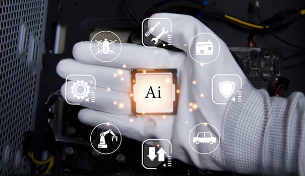 Concept, CPU, AI is used to control everything around, using artificial intelligence.