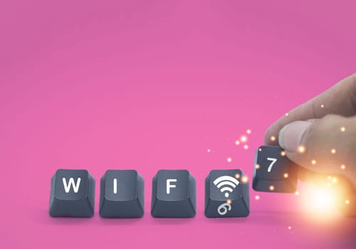 Concept of Wi-Fi 7 or Wi-Fi 7 development, high-speed connection, new world communication