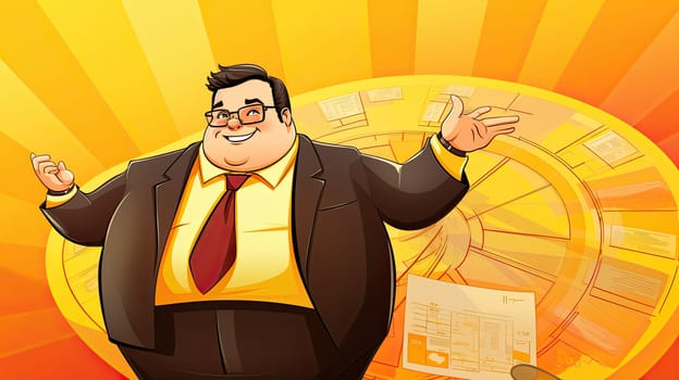 Business acumen cartoon illustration - Generative AI. Plus, size, man, businessman.