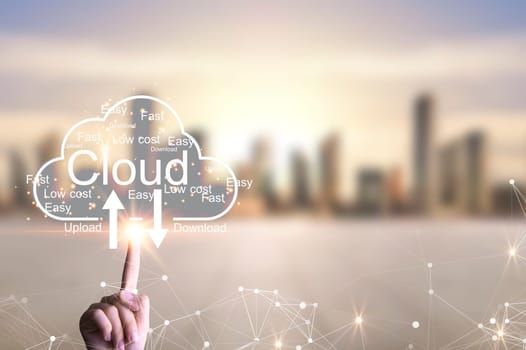 Concept of using cloud online system is convenient, economical, energy saving and low cost.