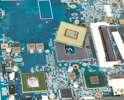 Picture of CPU, computer motherboard, electronic motherboard repair