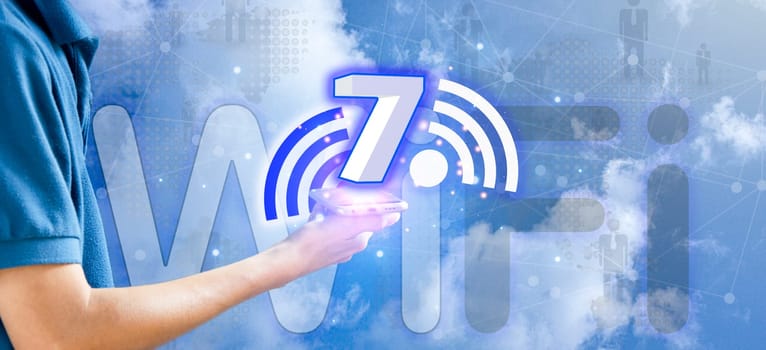 Concept of Wi-Fi 7 or Wi-Fi 7 development, high-speed connection