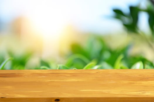 light brown wooden floor green bokeh background