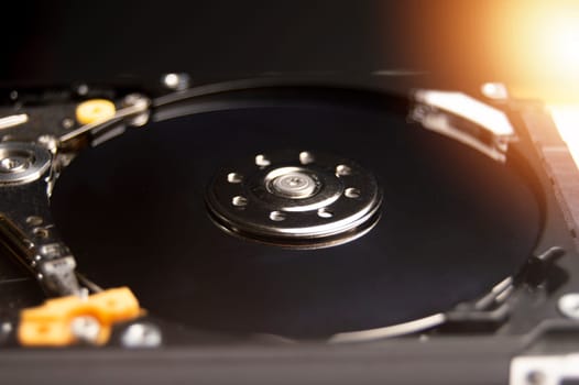 Close-up top view of hard disk