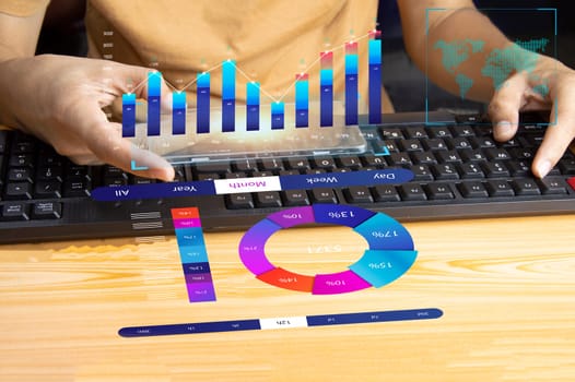 concept Use technology in business management Model in icon form.