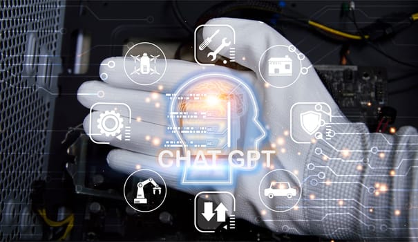 Concept, CPU, AI is used to control everything around, using artificial intelligence.