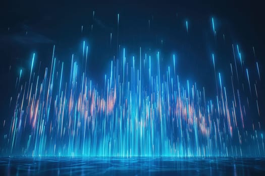 A blue sky with a lot of lights in it. The lights are in different colors and are scattered throughout the sky. The sky is very bright and the lights are shining brightly
