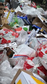 Montenegro, Budva, January 30, 2025. Mountains of uncollected garbage on the streets of the city. Strike of utility workers. High quality photo