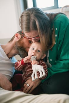 A tender family moment showcasing the pure love, deep connection, and delightful joyful interaction between them