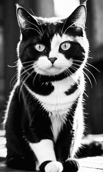 cat white black brown pet animal blue eyes. High quality photo alt