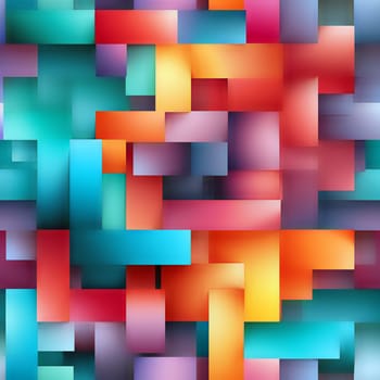 Bright hues of blue, orange, and red intersect in a vibrant display of geometric forms, creating a lively and engaging artistic composition - Generative AI
