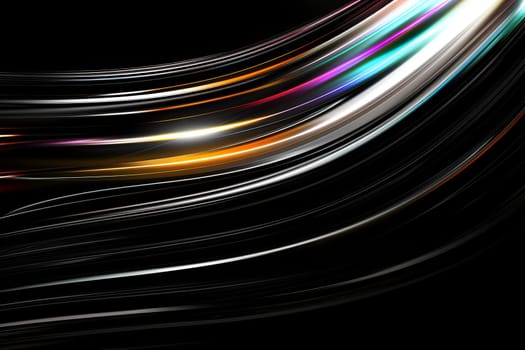 Abstract light streaks against black background with colorful motion and flow.