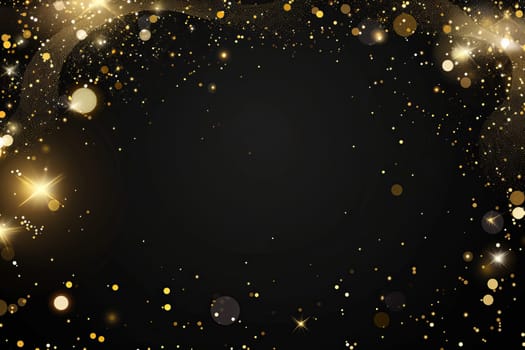 Golden sparkle festive celebration background with glowing lights.