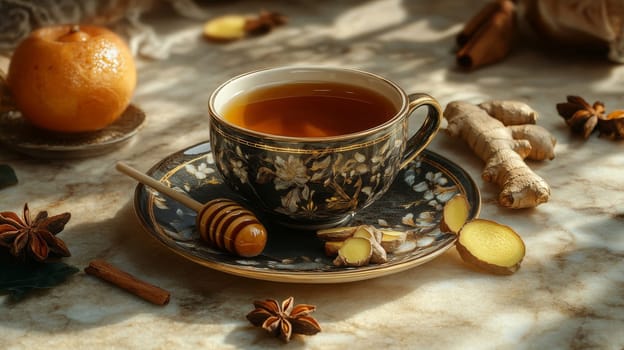 A glass of aromatic ginger tea, Generative AI, food