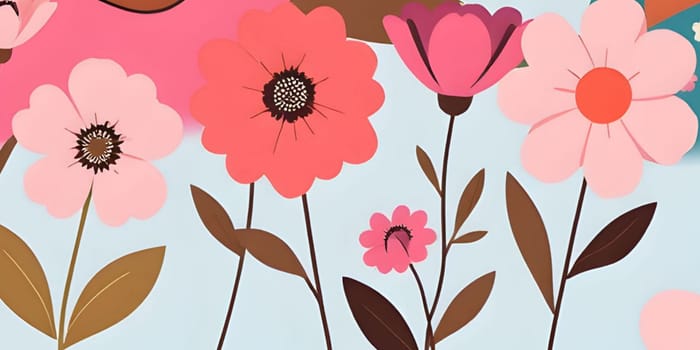 flowers spring art illustration international women's day march 8, girlfriends pink brown alt poster decor . High quality illustration alt template design decor banner
