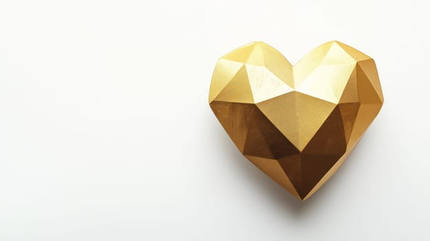 Golden geometric heart on a clean white background, perfect for modern Valentine's Day or love-themed designs