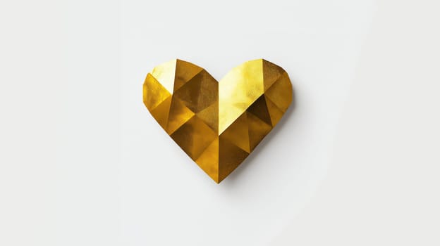 Golden geometric heart on a clean white background, perfect for modern Valentine's Day or love-themed designs