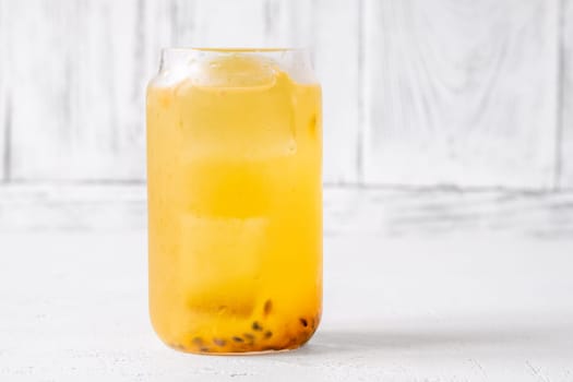 Unique Waltzing Matilda cocktail with passion fruit, gin, sauvignon blanc, orange curacao