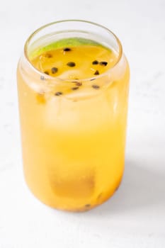 Unique Waltzing Matilda cocktail with passion fruit, gin, sauvignon blanc, orange curacao