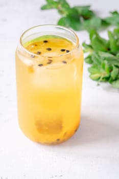 Unique Waltzing Matilda cocktail with passion fruit, gin, sauvignon blanc, orange curacao