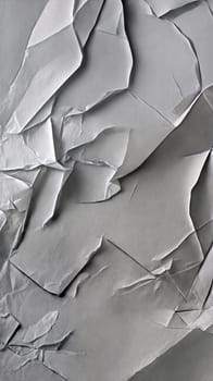 Wrinkled gray paper displayed with intricate folds and creases, providing a unique textured surface ideal for creative projects or artistic designs - Generative AI