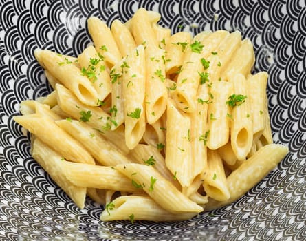 Fettuccine Alfredo or fettuccine al burro close up side view