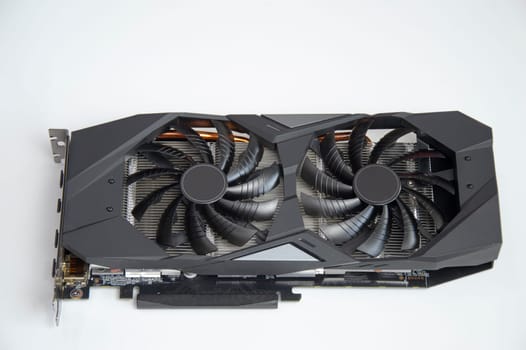 Computer graphics card on white background