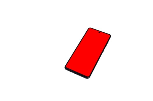 Smartphone with red screen, with clipping path