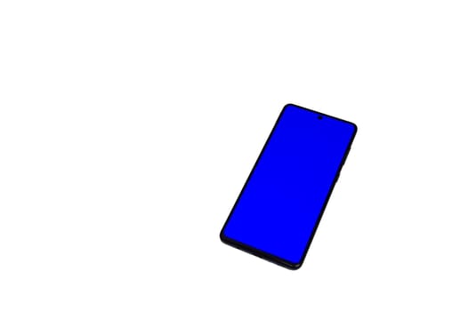 Smartphone with blue screen, with clipping path