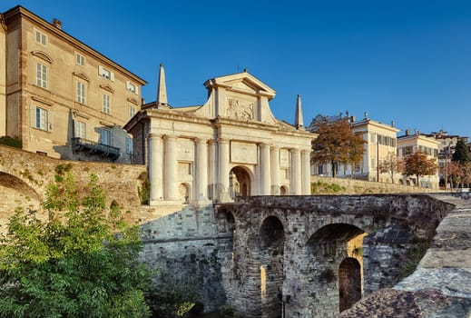 Gateway to the ancient Venetian walls of the medieval town of Bergamo.