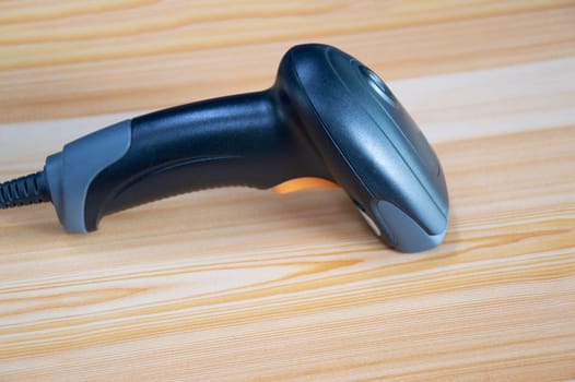 barcode scanner Placed on wooden floor