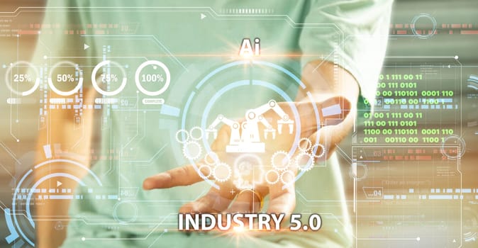 The concept of Industrial Revolution No. 5 is to improve the production process to be more efficient. By working together between humans, intelligent systems and robots