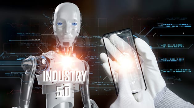 The concept of using artificial intelligence to control the system, industry using artificial intelligence,industry 5.0