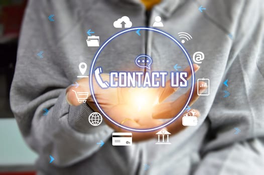 Contact us or our customer support hotline where people connect. and touch the contact icon on the virtual screen