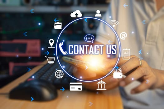 Contact us or our customer support hotline where people connect. and touch the contact icon on the virtual screen